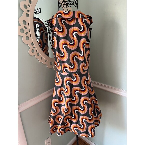 ModCloth “Mod Well” Rainbow sleeveless midi dress Sz  6 Swirl - Picture 3 of 5